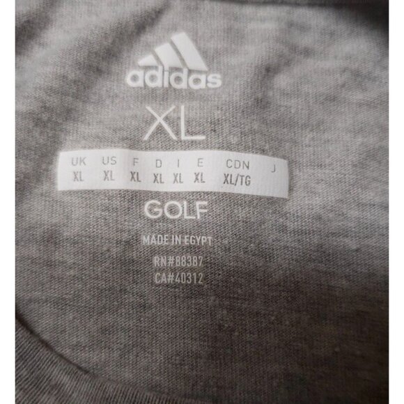 Adidas Golf Mens XL Grey Spellout Short Sleeve Crew Neck Graphic Adult Tee - Picture 10 of 10